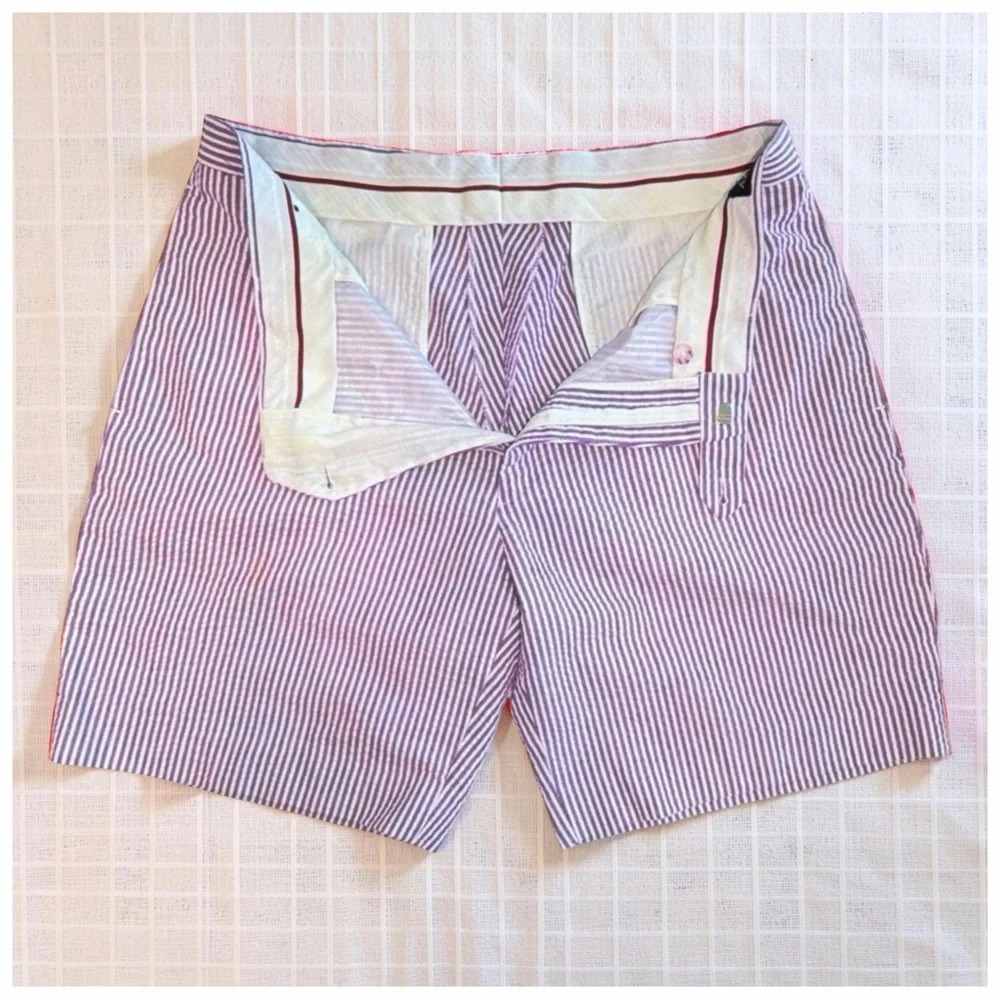 Afazzy NY Seersucker Shorts | Purple & White Stripe | Summer | Classic | NWOT - Picture 5 of 8